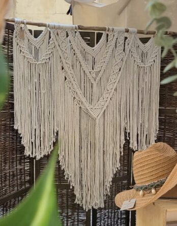 grande tenture murale en macramé, fait main, style bohème