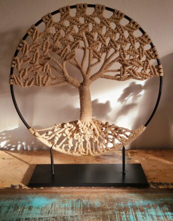 arbre de vie à poser en macramé fait main, coton recyclé, décoration symbolique naturelle