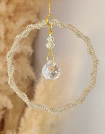 infini doux attrape soleil macramé et cristal