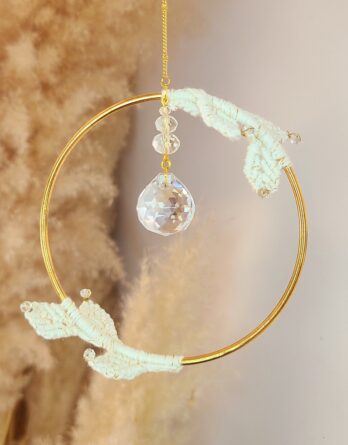 attrape soleil perle de rosée macramé et cristal