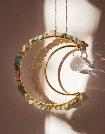 Lune céleste - attrape-soleil et pierres naturelles