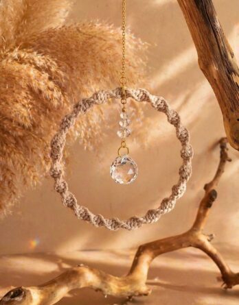 Infini solaire - Attrape-soleil en macramé et cristal