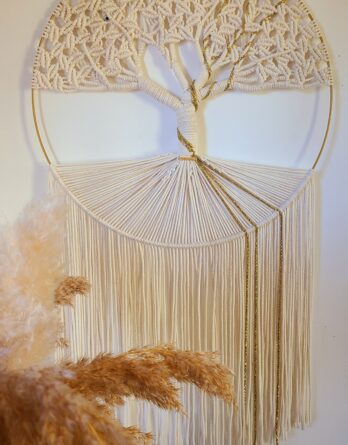 Arbre de Vie Kintsugi en macramé - symbole d'harmonie et de renaissance