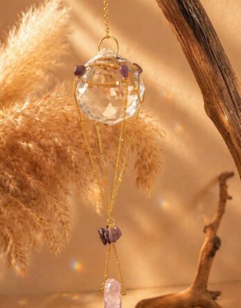 Attrape-soleil Montgolfière améthyste et cristal