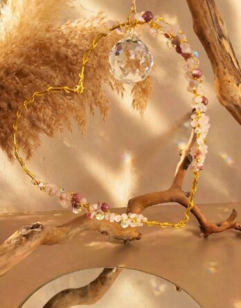 Attrape-soleil coeur en pierres naturelles et cristal