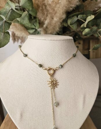 Collier en Y - Soleil et pierres de labradorite